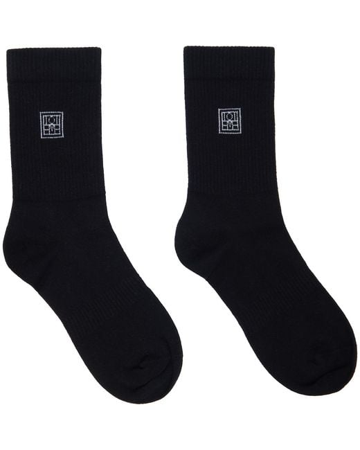 Totême  Black Two-Pack Monogram Socks