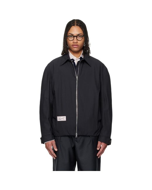 Wooyoungmi Black Pin Stripe Zip-Up Jacket for men
