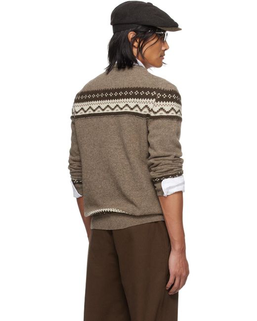 De Bonne Facture Brown Jacquard Sweater for men