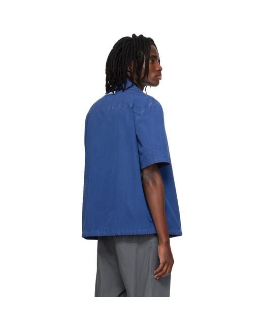 Marni Blue Drawstring Hem Cotton Shirt for men