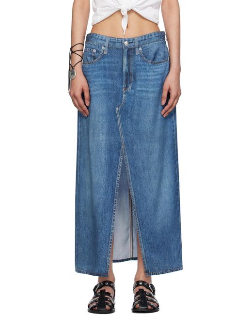 Rag & Bone Blue Miramar Clara Midi Skirt