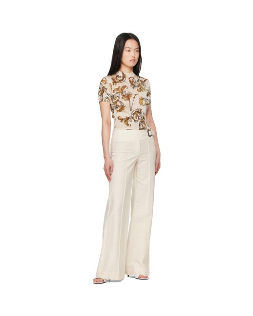 Versace Jeans Couture White Off- Baroque Buckle Trousers