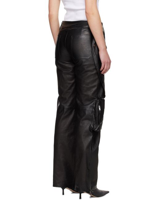 Pantalon cargo noir en cuir à panneaux Blumarine en coloris Black