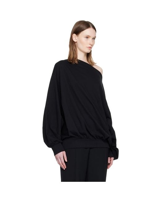 MM6 by Maison Margiela Black Long-Sleeved Asymmetric Top