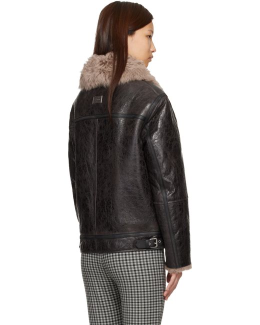 Acne Black Leather Shearling Jacket