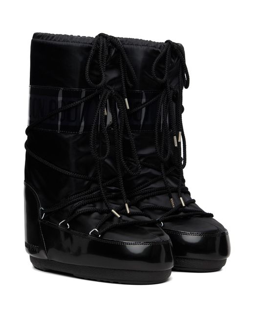 Moon Boot Black Icon Glance Satin Boots for men