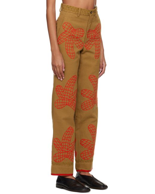 Bode Multicolor Brown Field Maple Trousers