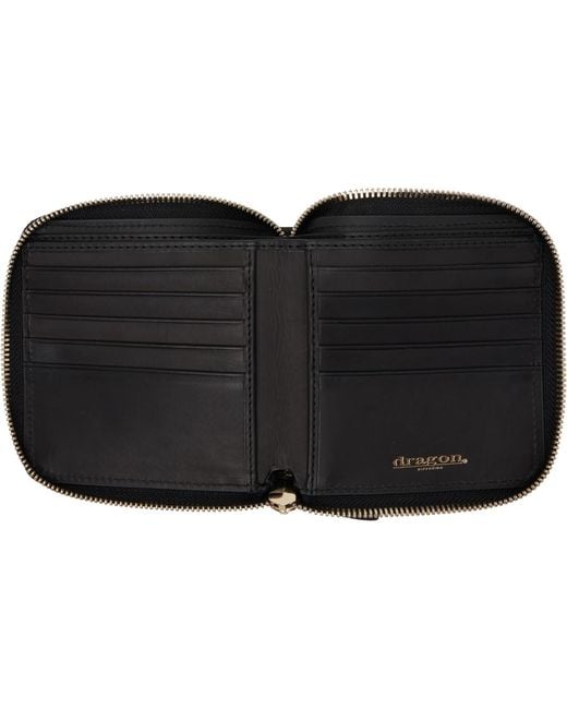 Dragon Diffusion Black Interlaced Square Zip Around Wallet