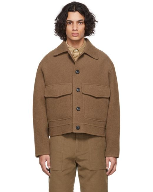 AMI Brown Short Double Face Jacket for men