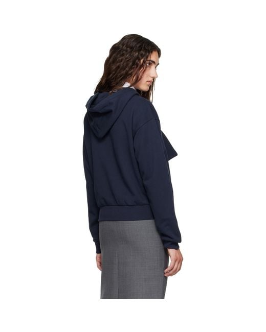 ShuShu/Tong Blue Tie Front Bow Hoodie
