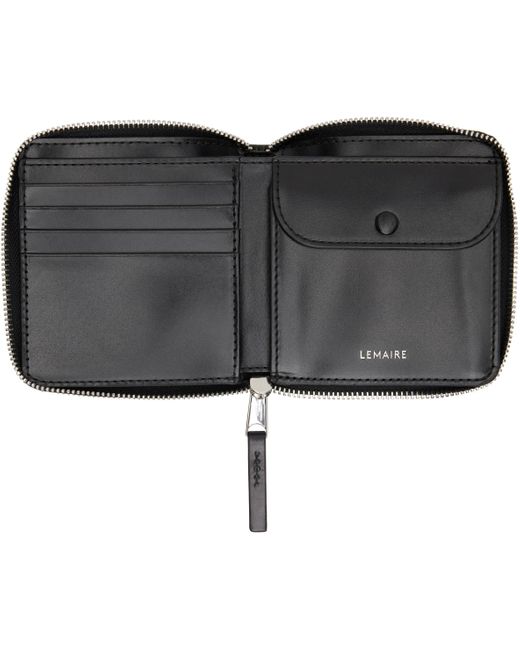 メンズ Lemaire ブラック Patina Zip コンパクト 二つ折り財布 Black