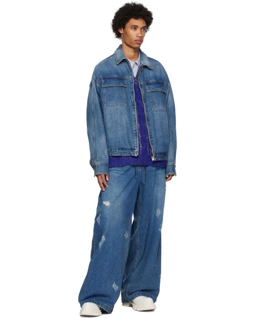 Juun.J Blue Distressed Jeans for men