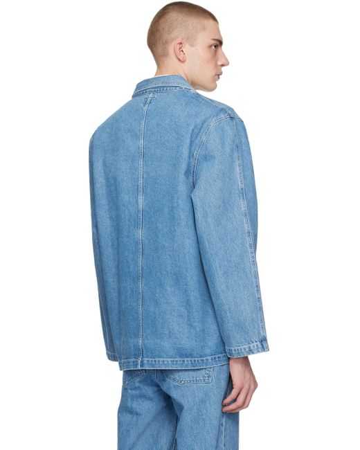 Noah NYC Blue Double-breasted Denim Jacket for men