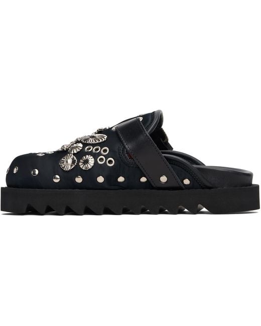 Toga Black Eyelet Metal Sabot Slip-on Loafers