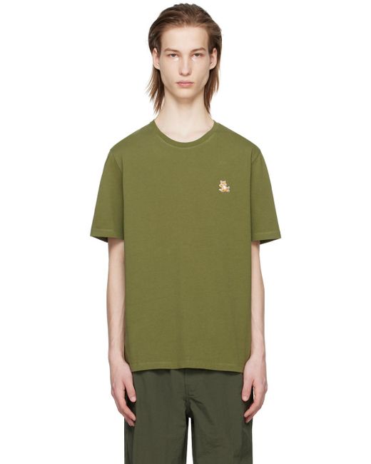 メンズ Maison Kitsuné カーキ チラックスフォックス Tシャツ Green