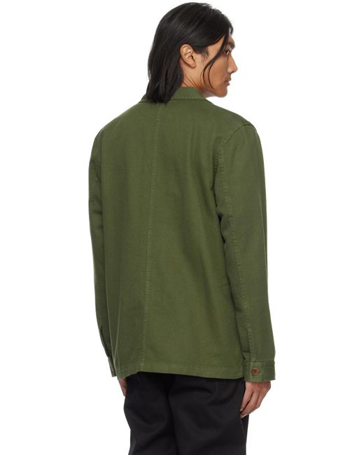 Nudie Jeans Green Khaki Barney Jacket for men
