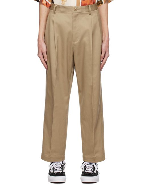 Wacko Maria Natural Pleated Trousers for men