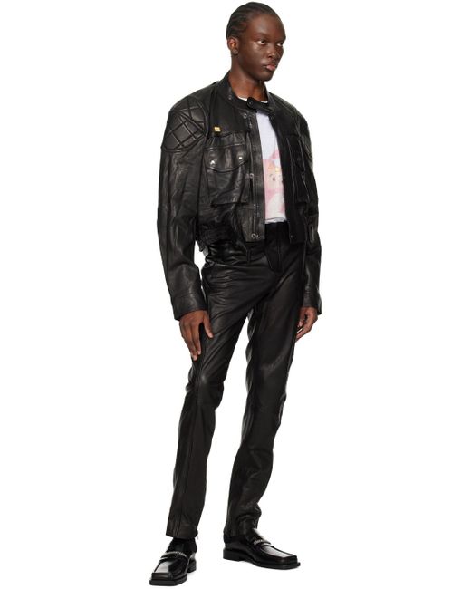 Martine Rose Black Paneled Leather Pants for men