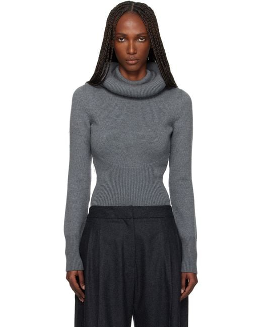 Alaïa Black Sculptural Hood Ribbed Knit Turtleneck