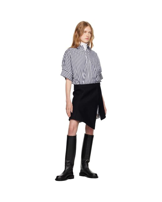 Sacai Black Striped Paneled Mini Dress