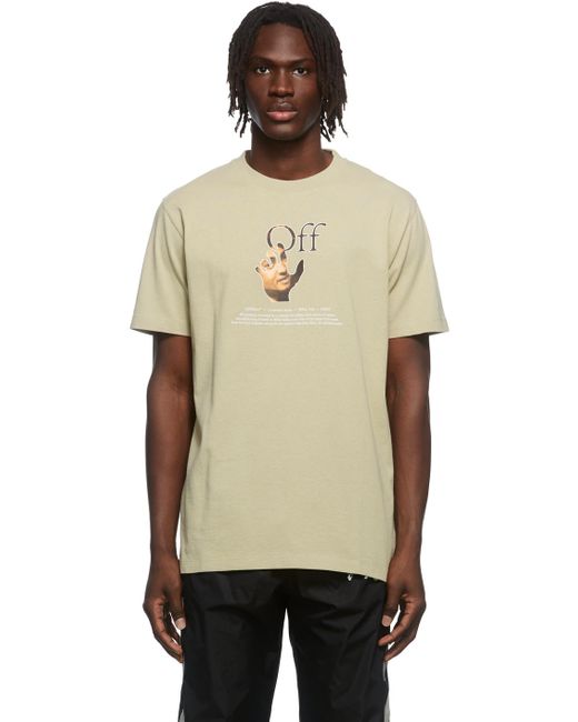 Off-White c/o Virgil Abloh Multicolor Off- Taupe caravaggio Hand Graphic T-shirt for men