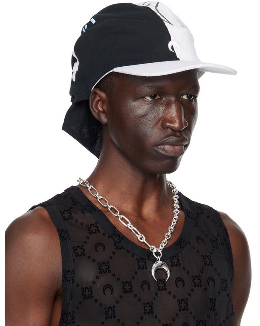 MARINE SERRE Black & White Regenerated Graphic T-shirt Veiled Cap for men