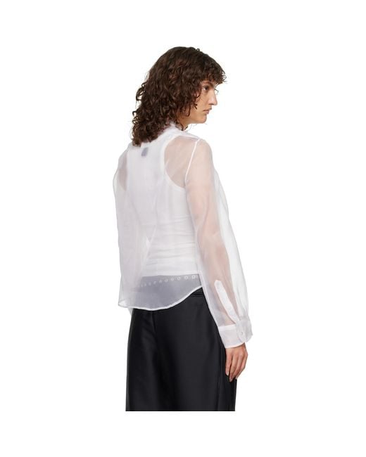 R13 White Pleated Tuxedo Front Shirt