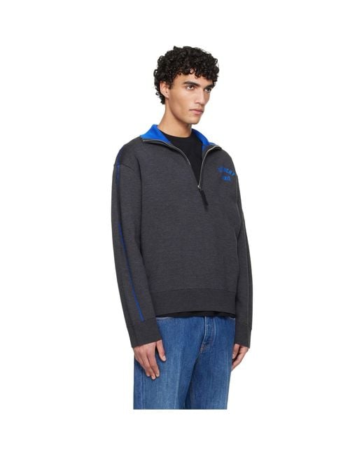 Givenchy Blue Couture Seam Half-Zipped Sweater for men
