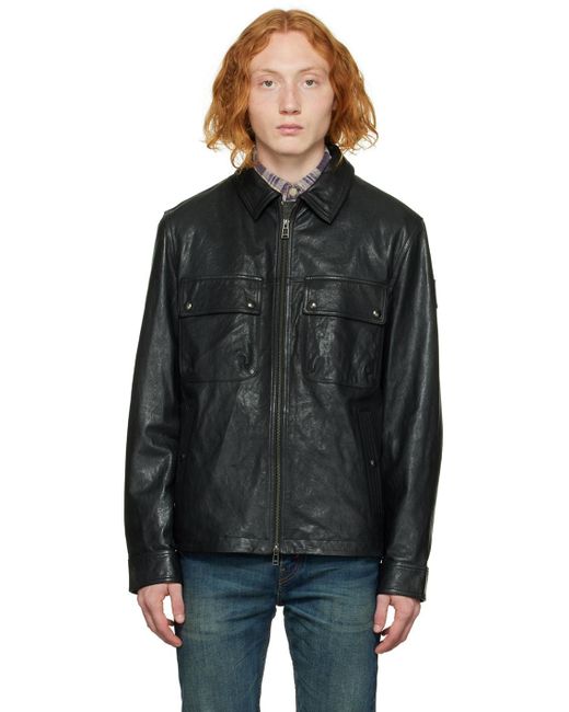 Belstaff Black Tour Overshirt Leather Jacket for men