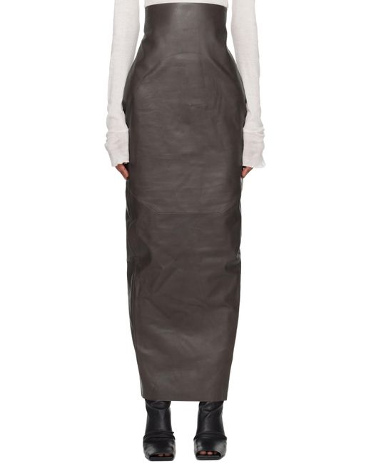 Rick Owens グレー Concordians Dirt Pillar レザー マキシスカート Black
