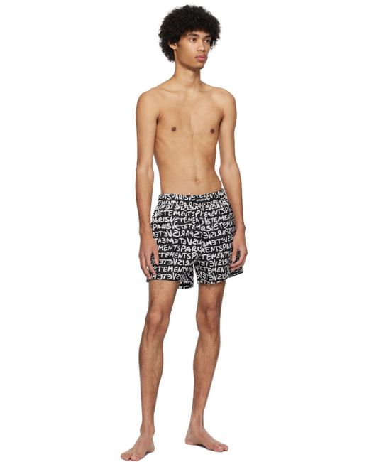 Vetements Black Printed Swim Shorts for men