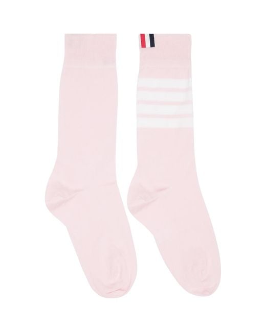 Thom Browne Pink Cotton 4-Bar Mid Calf Socks