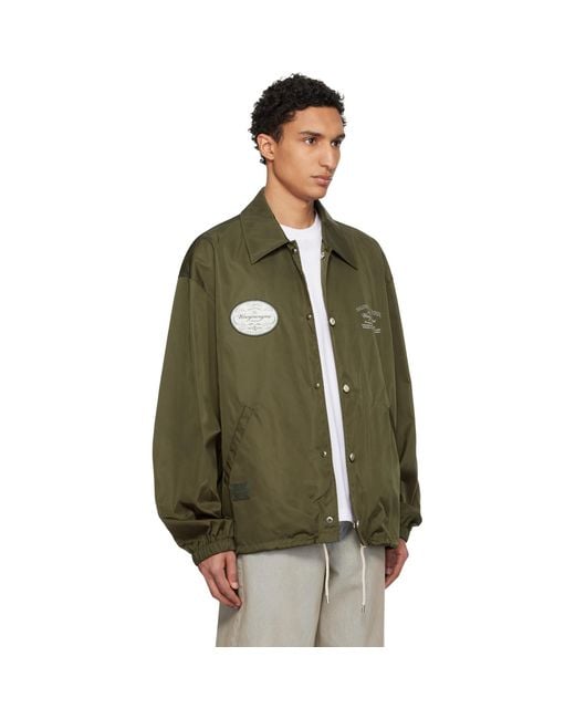 Wooyoungmi Green Khaki Nylon Coach Jacket for men