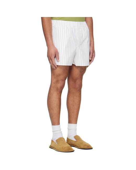 AMI White Off- & Cotton Elasticated Shorts for men