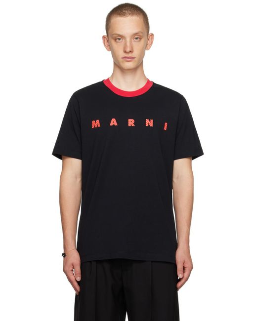 Marni Black Polka Dot T-shirt for men