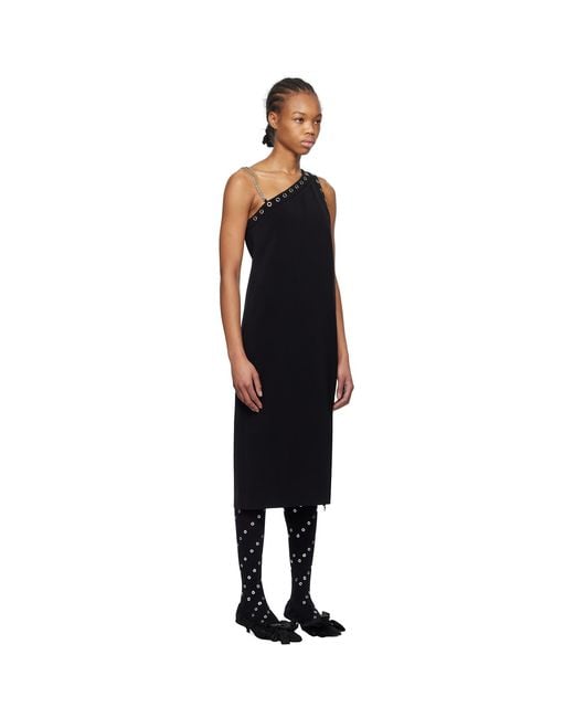 we11done Black Unbalanced Midi Dress
