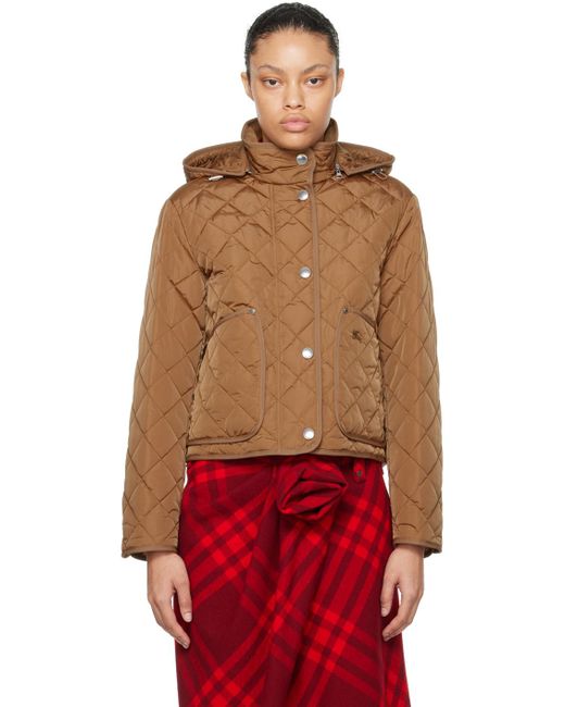 Burberry Red Tan Quilted Jacket