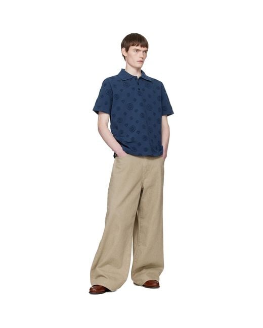 Casablanca Blue Applique Monogram Polo for men