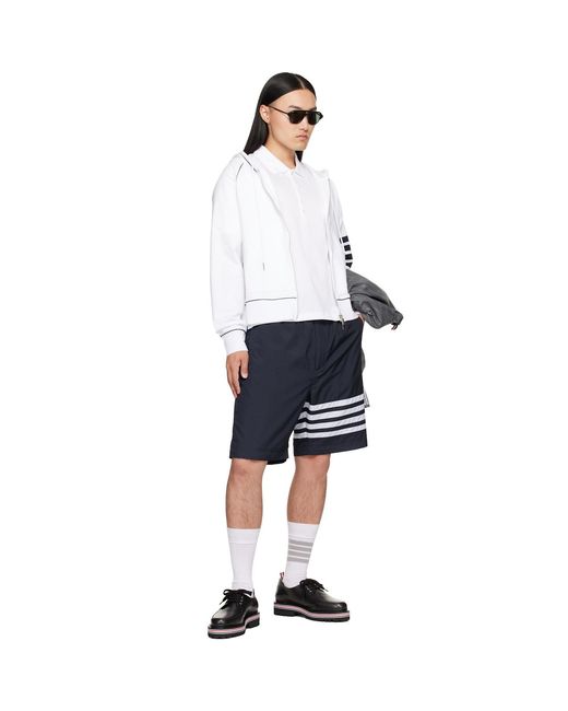 Thom Browne White Jersey Ottoman 4-Bar Polo for men