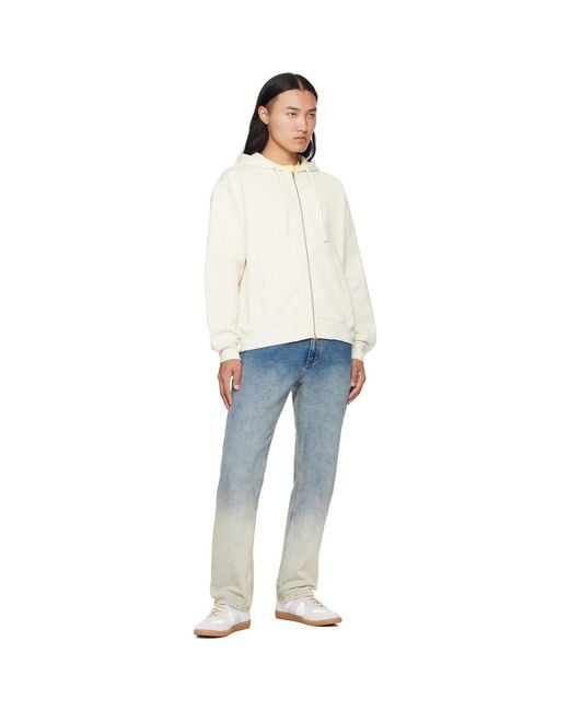 Dime White Cursive Zip Hoodie for men