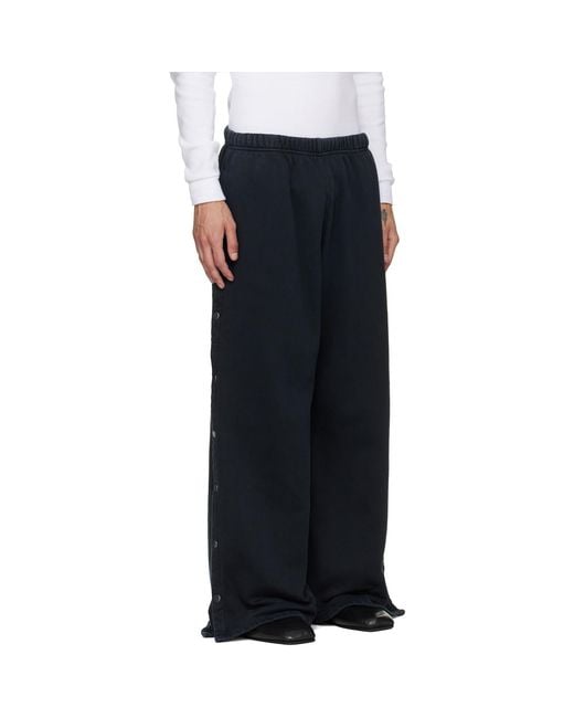 Les Tien Blue Heavyweight Party Snap Sweatpants for men