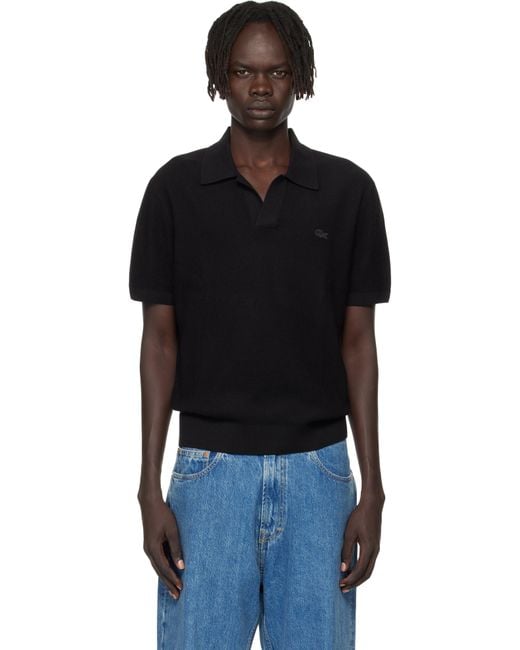 Lacoste Black Open Collar Polo for men