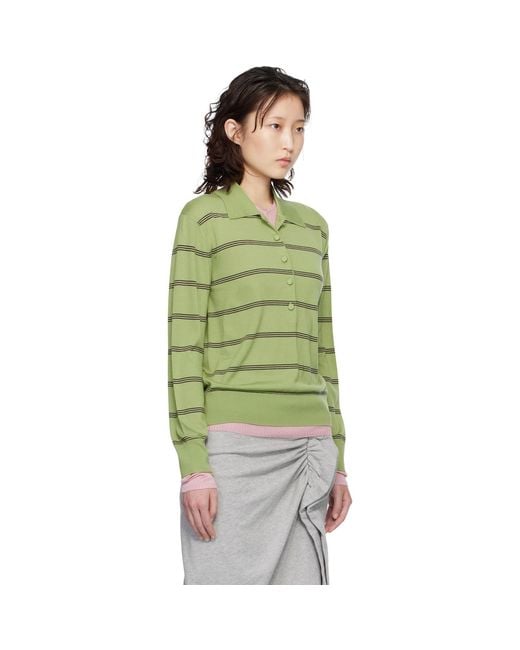 Dries Van Noten Green Merino Wool Polo