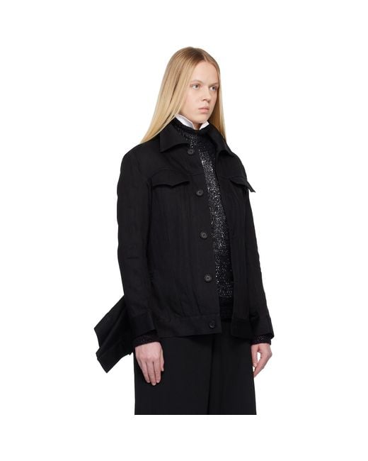 Yohji Yamamoto Black Side Zip Denim Jacket