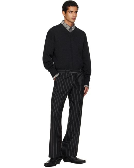 Ernest W. Baker Black Loose Fit Flare Trousers for men