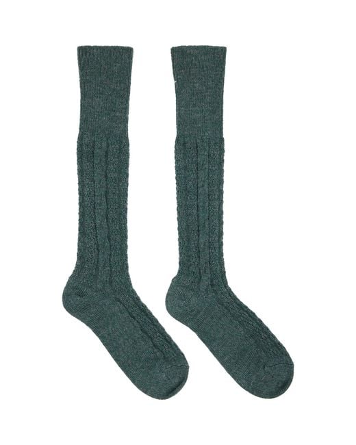 Maison Margiela Green Bootleg Socks for men