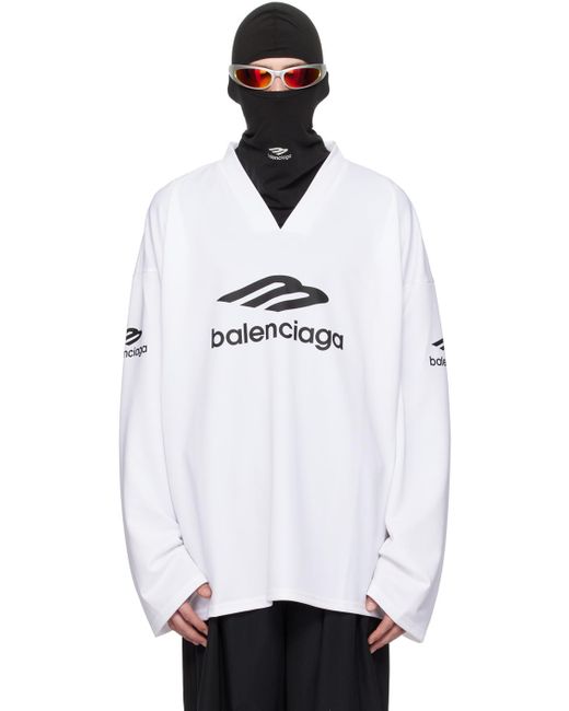 メンズ Balenciaga ホワイト 3b Sports Icon Ski 長袖tシャツ Black