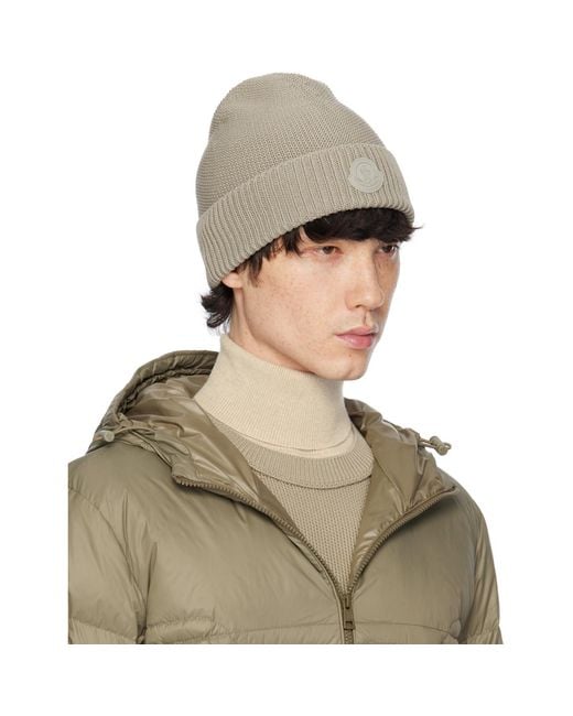Moncler Green Logo Patch Beanie for men