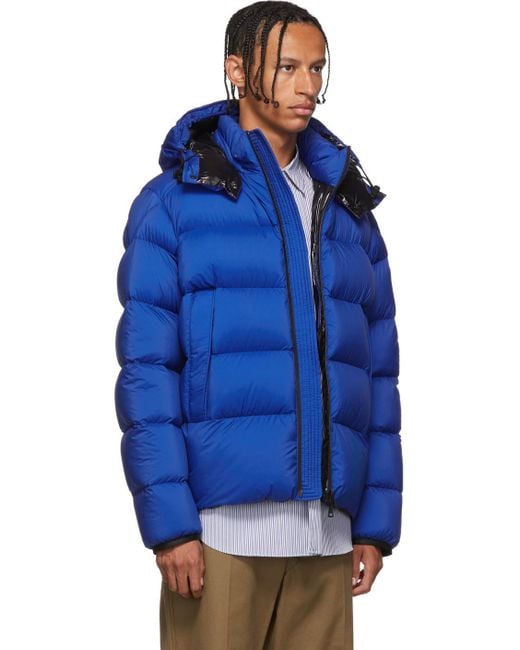 Moncler Quilted Down Coat in Blue for Men | Lyst UK