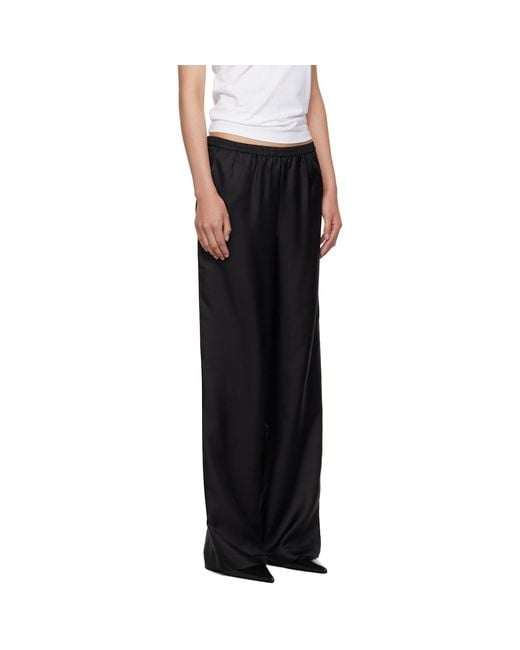 Loulou de Saison Black Alera Wide-Leg Silk Trousers
